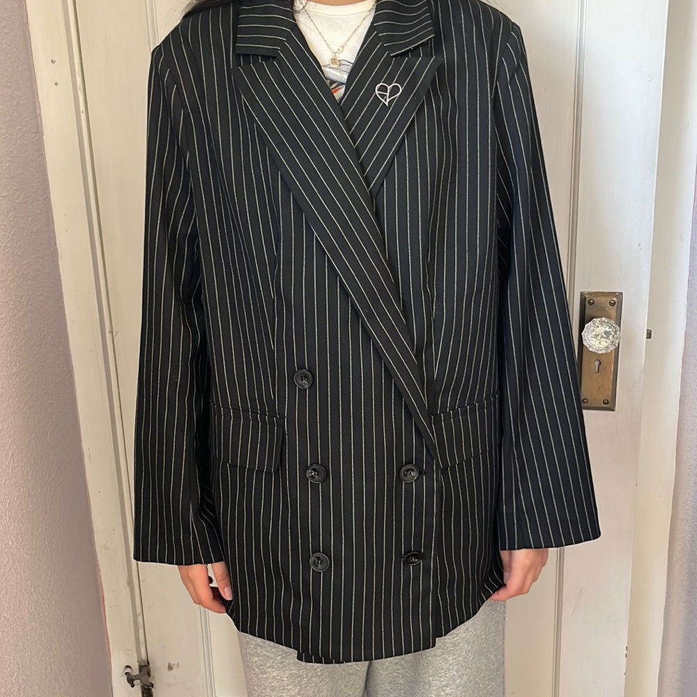 Black Pink X H&M oversized pinstripe blazer size L.